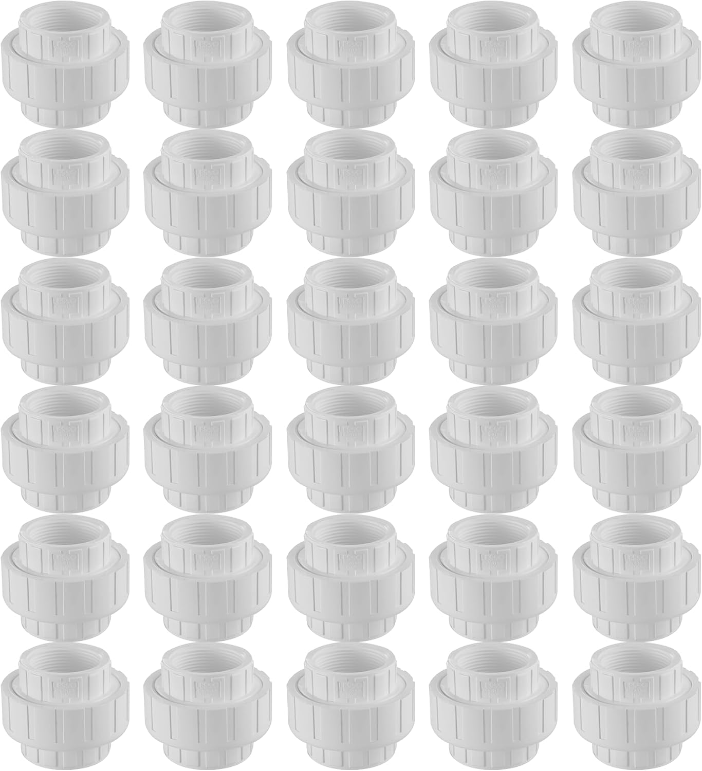 PVC Pipe Fitting - Union w/O-ring Seal - Schedule 40 (White) - 2" (100 Pack)