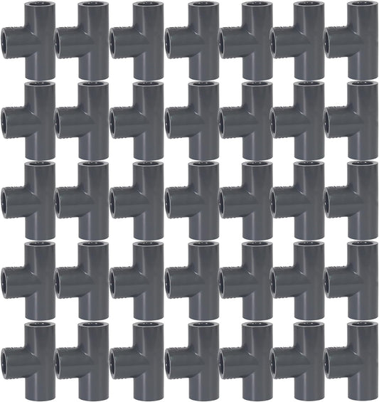 Schedule 80 PVC Fittings (Black) - Reducing Tee Connector - 2 x 2 x 1/2" (SOC x SOC x SOC) 100 PCS
